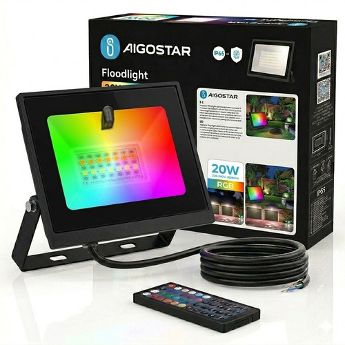 Aigostar faro led 20w rgb - led, ip65